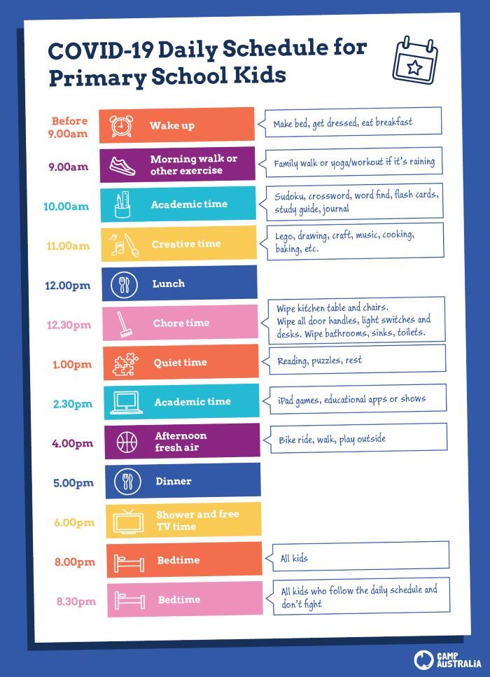 covid 19 daily schedule for kids